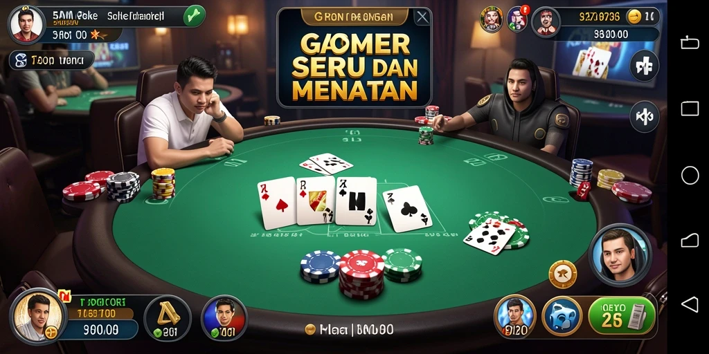 Screenshot gameplay 5RT yang menampilkan pemain dalam aksi poker.