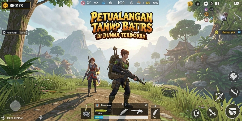 Tangkapan layar utama BRO178 menampilkan aksi petualangan di dunia terbuka.