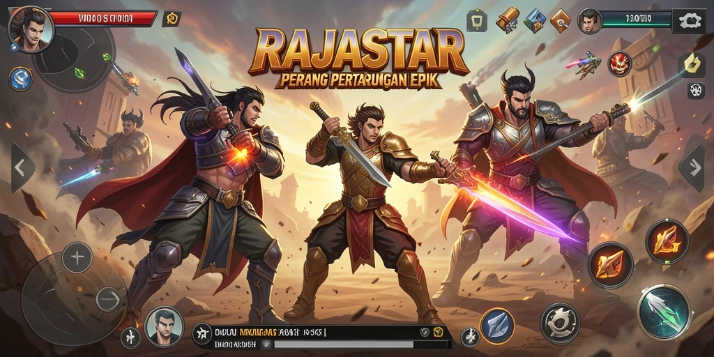 Tampilan aksi seru dalam gameplay RAJASTAR yang penuh tantangan.
