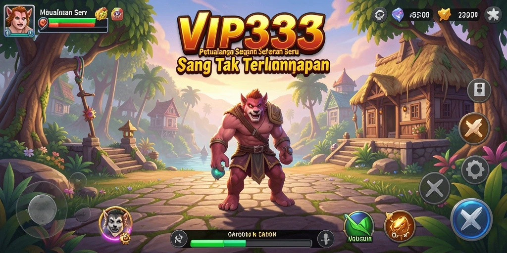Screenshot utama menunjukkan aksi mendebarkan dalam game petualangan.